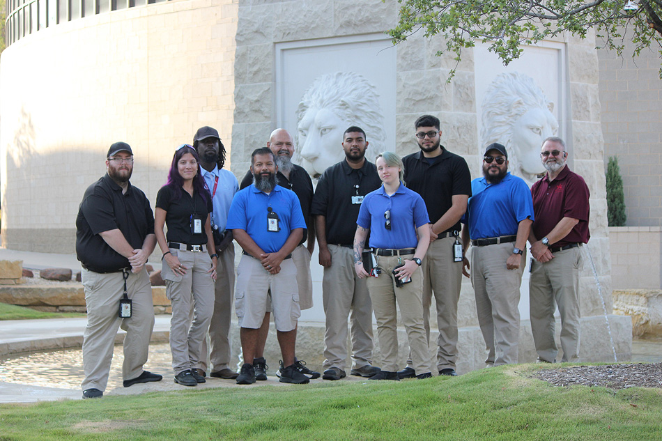 Image of Code Compliance officers standing in the Mineral Well Public Plaza, downtown Arlington.